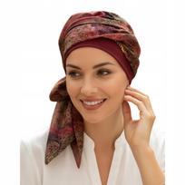 Elegantiškas moteriškas turbanas Daria bordo 533 Lengvas, rišamas, taip pat po chemoterapijos brown