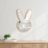 Gyvūno formos veidrodis Savarankiškai medinio rėmo Sienos Kūrybiškas dizainas Darželio dekoracija Vaikams, 16-24cm Rabbit