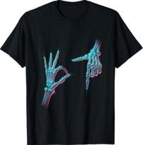 67 Meme Skeleton Hand 6 7 Halloween Six Seven Funny T-Shirt S įvairiaspalvis
