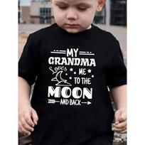European Size Summer Boys Fashion Short-Sleeved My Grandma Me To The Letter Element Series Print Outdoor Casual Top 98cm