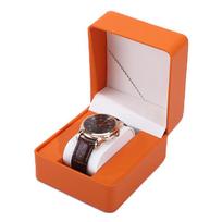 Watch Storage Box PU Single Watch Display Case Wristwatch Watch Holder Travel Jewelry Watch Organizer For Men Gift oranžinė