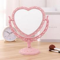 Desktop Makeup Mirror Heart Shape Makeup Vanity Portable Double-side Vanity Mirror Hand Mirror Cosmetic Compact Mirror For Women rožinė