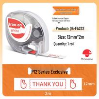 Phomemo P12 Color Ribbon & Label Thermal Printer with Luminous Cartoon Silk Labels gray