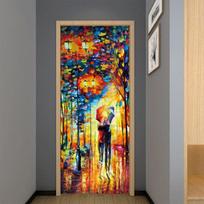 Paukščių medžio durų lipdukas miegamojo svetainei vonios kambario sienai lipnus lipnus vandeniui atsparus nuimamas freskų tapetas namų dekoravimui 50x125cm(1pcs)