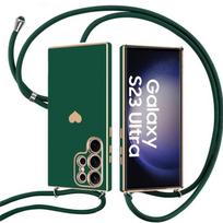 Case - BOOLING - for Samsung Galaxy S23 Ultra - Silicone - Anti-Scratch - Night Green Lanyard žalia