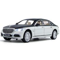 1/24 Benz Maybach S680 lydinio metalo automobilio modelis lieto metalo žaislinės transporto priemonės automobilio modelis aukštas modeliavimas garsas ir šviesa vaikiška dovana juoda/balta