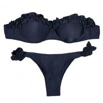 Bikinis Maudymosi kostiumas Moteriškas Maudymosi kostiumas Seksualus T-string Ruffles Bikini Komplektas Push Up Maudymosi kostiumas Moteriškas Brazilijos Leopardinis Maudymosi kostiumas 2025 S juoda