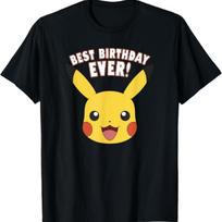 Pokémon Gimtadienis Pikachu Didelis Veidas Geriausias Gimtadienis! Marškinėliai S juoda