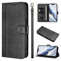 Piniginės atlenkiamas odinis dėklas skirtas OPPO Realme 16 15 15T 15X 14 14T 14X 13 Pro Plus P4 Power P4X P3 Ultra P3X P1 5G Kortelių laikiklis su riešo dirželiu Realme 16 juoda