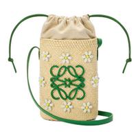 Loewe logotipo raištelio užsegimas Ilaka palmių lapų odinė peties rankinė Moteriška peties rankinė Tropinė žalia Balta C756G35X06-4638 Basic Set (Bag+Dust Bag)