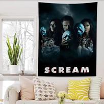 Scream Ghost Face Horror Tapestry Phantom Mask Blood Blade Dark Style Halloween Haunted House Secret Room Party Wall Decor 74x94cm(29x37in)