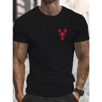 European Size Men's Red Lobster Graphic Print Crew Neck T-Shirt - Lightweight Summer Casual Tee, Regular Fit Short Sleeve Top, Machine Washable S įvairiaspalvis