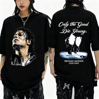 2026 Michael Jackson Pop karaliaus marškinėliai vyrams moterims Vintažiniai gotikinio roko marškinėliai Vyriški punk stiliaus permatomi trumparankoviai marškinėliai Gatvės stilius S įvairiaspalvis