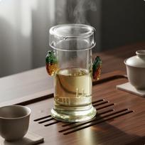 Glass Teapot with Infuser Builtin Strainer Kung Fu Tea Pot Heat and Cold Resistant Chinese 190ML Colorful Leaf Glass