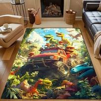 1PC Dinosaur Jungle Buggy Print Cartoon Carpet for Bedroom Living Room Bedside Sofa Floor Mat Modern Home Decor Area Rug 50x80cm white