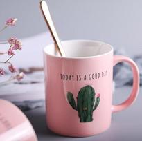 300 ml Puodelis Keraminis vandens puodelis Creative Plant Cactus Kavos puodelis Biuro pieno puodelis white