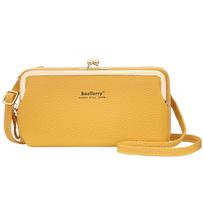 Moteriška „Baellerry“ horizontali ilga piniginė, daugiafunkcinis „crossbody“ krepšys korėjietiško stiliaus monetų piniginė, odinė, viena per petį, madinga mobiliojo telefono krepšys geltona