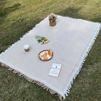 Bohemian Knitted Decorative Camping Blanket Portable Moisture-Proof Picnic Mat Outdoor Lawn Mat Camping Tablecloth Tent Floor Mat All-Weather 90x90cm