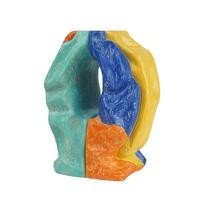 Color Block Rhythmic Resin Vase Modern Abstract Art Flower Arrangement Living Room Entrance Decoration Ornament One Size