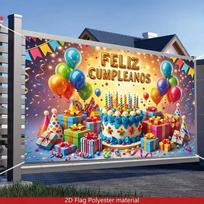 Spanish Birthday Party Backdrop Feliz Cumpleaños Wall Decor Banner 47.2x31.5inch/120*80cm