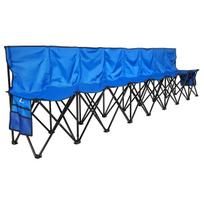 Portable Folding Bench, 8 Seat Foldable Soccer Bench with Side Pockets and Carrying Bag, Lightweight Sideline Seating with Back Rest for Football,