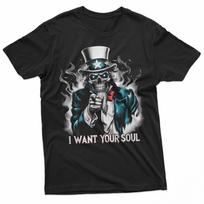 I Want Your Soul Skeleton Sam Creepy Halloween Horror Art 100% Cotton T-shirt Mens Tees Top S įvairiaspalvis