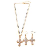 High Quality Women's Classic Diamond Crystal Necklace Sets Cross Necklace Earrings Set Zircon Pendant Jewelry Set Gifts no box