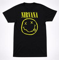 Nirvana Smiley Face Logo T-Shirt Yellow Graphic Grunge Rock Band Tee L įvairiaspalvis