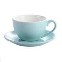 Leeseph Madingas Keraminis Kavos Puodelis su Lėkštute Rinkinys, Europietiškas Modernus Espresso Rinkinys Latte, Mocha, Cappuccino Barista Menui 220ml žalsvai mėlyna