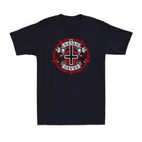 Satan Saves Pentagram Skull Angels, Inverted Cross Prayer Vintage Men's T-Shirt S įvairiaspalvis
