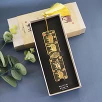 Five Oxen Metal Bookmark with Mandarin Duck Tassel – Chinese Cultural Gift for Teacher's Day in Exquisite Box