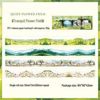 ZABC PET Tape Box: Soft Islands Series, 2 Varieties with Landscape Theme, Die-Cut for Journaling.