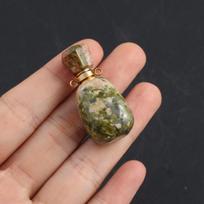 1 vnt. ovalo formos unakito akmens kvepalų buteliuko pakabukas papuošalų gamybai, pasidaryk pats vėrinio aksesuarai 35x17x13 mm 35x17x13mm žalia