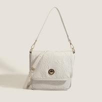 Simple Crossbody Bag  Summer New PU Retro Single Shoulder Women's Bag French Fashion Pleated Casual Versatile Handbag Mini(Max Length<20cm) gray