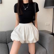 Women's Summer Wide Leg Flower Bud Casual Elastic Waist Loose Slimming Pumpkin Shorts S balta