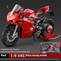 1/9 mastelio Ducati Panigale V4S Off Road Autocycle lydinio liejimo motociklo modelis, garso ir šviesos stalo dekoracija, serijos „Display Series“ dovanos raudona
