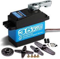 Skaitmeninis bešepetėlis servo variklis DS3235 35KG | Nerūdijančio plieno krumpliaratis 7.4V | Vandeniui atsparus didelio sukimo momento | RC automobiliams, robotams | Turkio spalvos, Plastikinis mėlyna