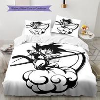Mielas animacinis Son Goku rašto patalynės komplektas, antklodės komplektas, antklodės užvalkalas, pagalvės užvalkalas, namų gimtadienio dovana (1 * antklodės užvalkalas + 2 * pagalvės užvalkalai, be šerdies) 135x200cm