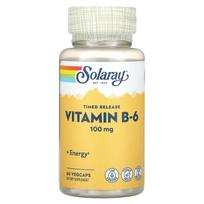 Solaray, lėto atpalaidavimo, vitaminas B6, 100mg, 60 daržovių kapsulių