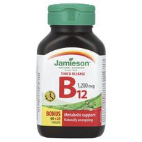 Jamieson vitaminai, vitaminas B12, pailginto atpalaidavimo, 1200 mcg, 80 tablečių
