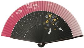 Matsumi Koge Folding Rabbit and Cherry Blossom Pink and 161302 Asahi-o Fan, Design, Black, rožinė