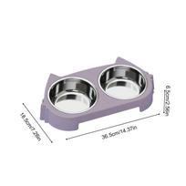 Dog Bowl Stand Anti-Slip Detachable Food Holder Station Dog Bowl Holding with Double Stainless Steel Dish for Home Living Room violetinė