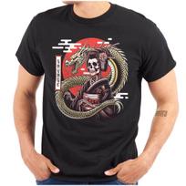Traditional Skeleton Geisha Savage Dragon Womens or Mens Crewneck T Shirt Tee S įvairiaspalvis