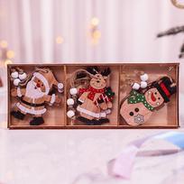 Colorful Wooden Santa Pendant Gift Box - Small Christmas Tree Ornament