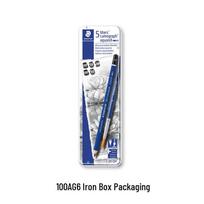 STAEDTLER 100A G6 Tin Box Set: Water-Soluble Pencils & Paintbrush for Drawing & Sketching. 8B, 6B, B