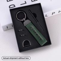 IFAE2 For KIA Rio Ceed Sportage Cerato Soul Sorento Vintage Metal Leather Car Emblem Styling Keychain Anti-loss Key Ring Gift Keyring