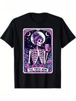 Tired Mom Tarot Card Skeleton Mothers Day Skull TShirt S įvairiaspalvis