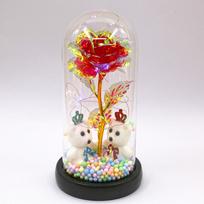 24k Gold Preserved Rose Glass Dome: Romantic Night Light Gift for Graduation, Birthday, Valentine's Day, or Qixi Festival