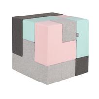 KiddyMoon minkšto putplasčio kubeliai statybiniai blokeliai 14cm vaikams, 9 vnt., mišrainė: šviesiai pilka-tamsiai pilka-rožinė-mėtinė 9 Pieces