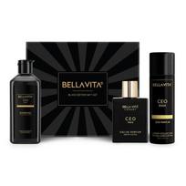 Bella Vita Luxury Black Edition Gift Set with CEO Man EDP Perfume 100ml, Body Parfum Deodorant 150ml & Refreshing Shower Gel for Deep Cleansing, 250ml black